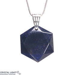 Hexagon Pendants: Blue Goldstone Hexagon Pendant