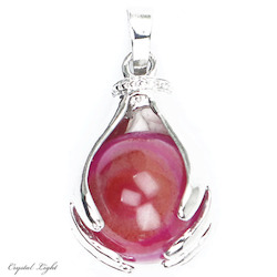 Sphere Pendants: Hand and Pink Agate Sphere Pendant