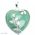 Green Aventurine Heart with Rose Pendant