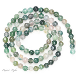 4,6 & 7mm Bead: Moss Agate 4mm Round Beads