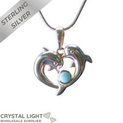 Sterling Silver Pendants: Larimar Dolphin Pendant