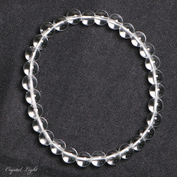 6-7mm Round Bead Bracelets: Clear Quartz 6mm Bracelet