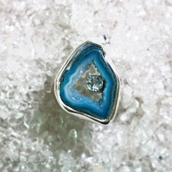 Sterling Silver Rings: Blue Agate Ring - Adjustable