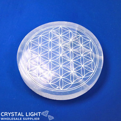 Selenite: Selenite Flower of Life Round Plate