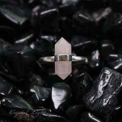 Sterling Silver Rings: Rose Quartz DT Ring - Size 10